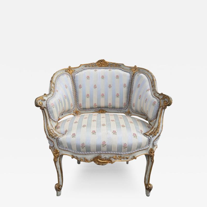 Antique Louis XV Style Bergere Chair or Petit Settee