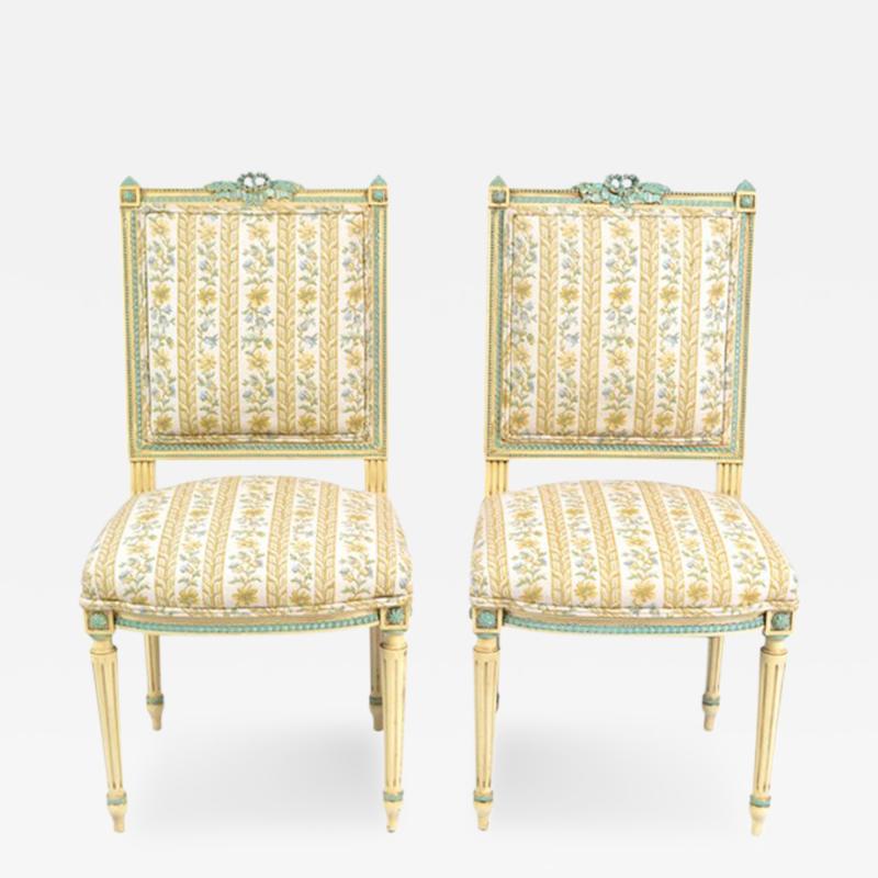 Antique Louis XVI Pair of Side Chairs 19th C France