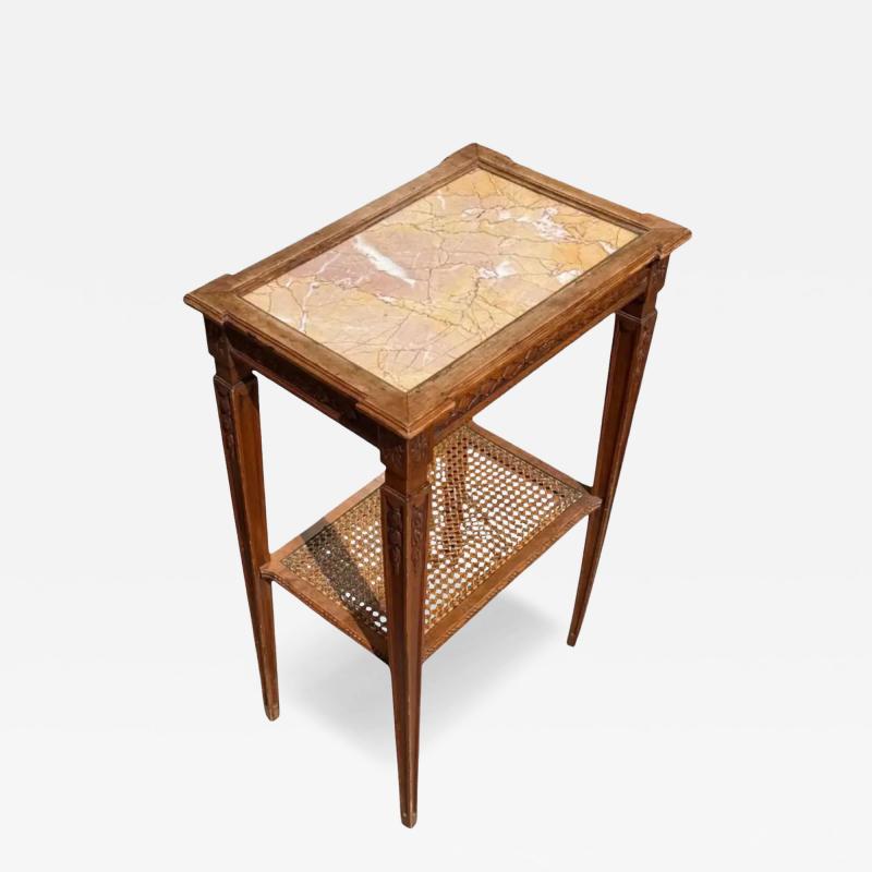 Antique Louis XVI Style Side Table W Sienna Marble Top