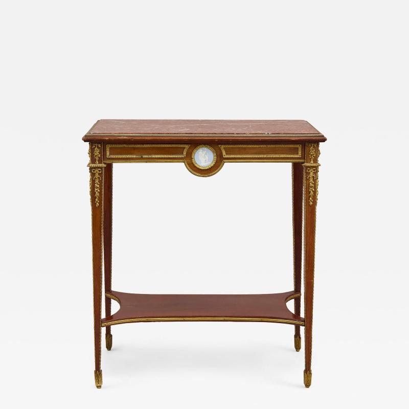 Antique Louis XVI style ormolu and jasperware mounted side table