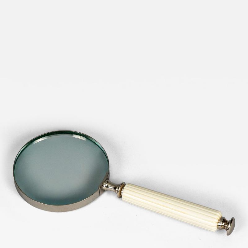 Antique Magnifying Glass with Carved White Handle