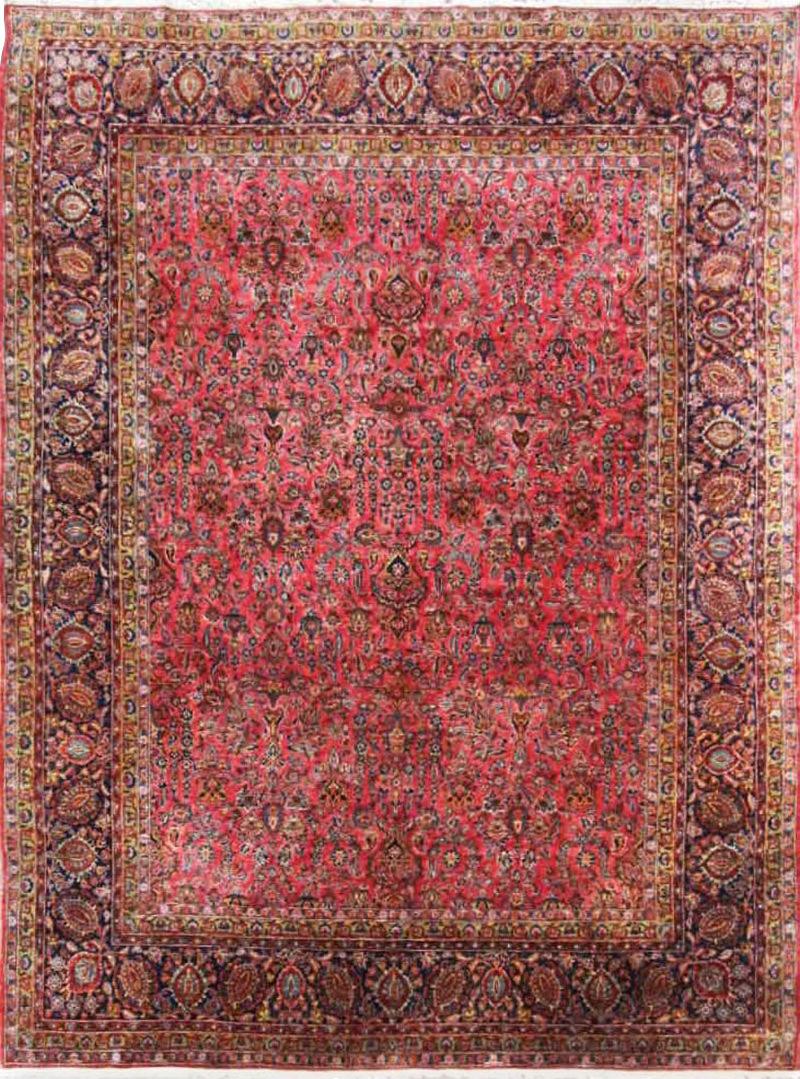 Antique Manchester Wool Persian Kashan Carpet