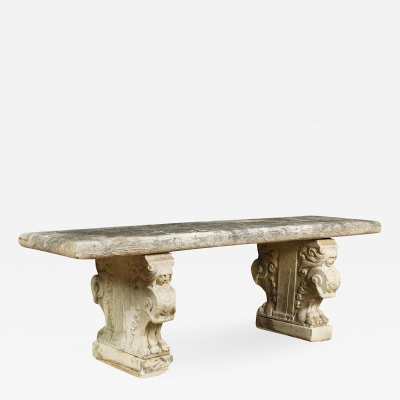 Antique Marble Garden Bench