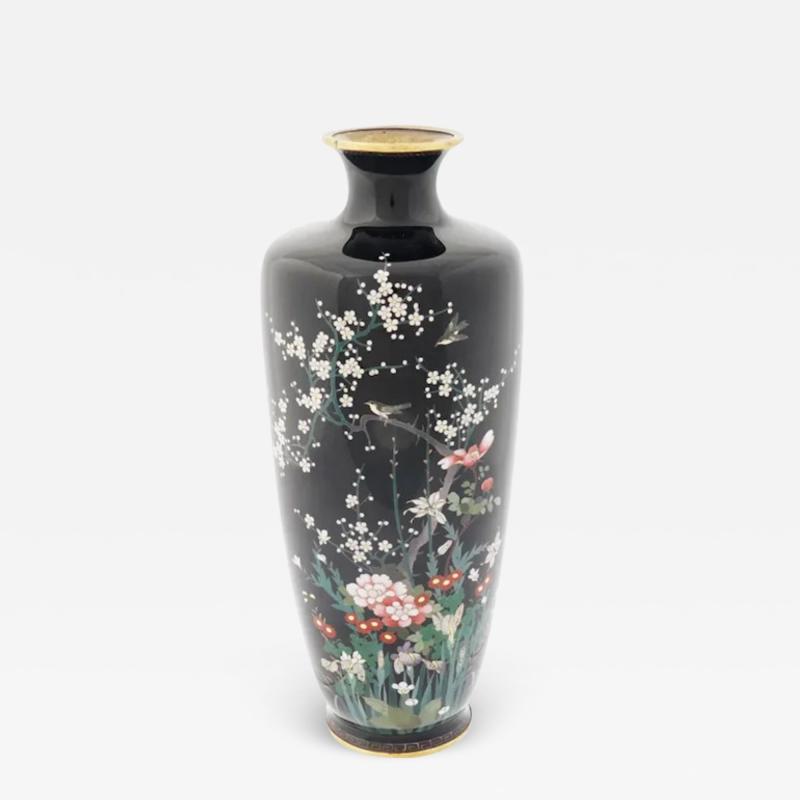 Antique Meiji Era Japanese Cloisonne Enamel Vase