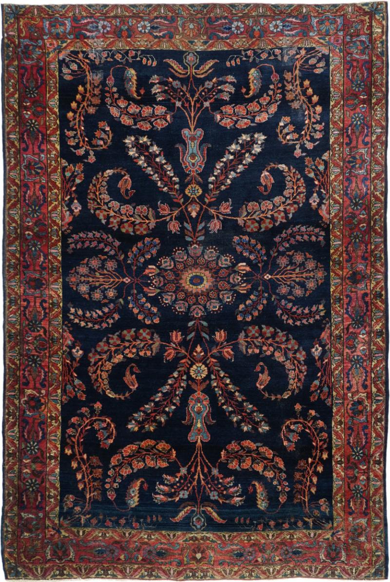 Antique Mohajeran Sarouk Rug 4 4 x 6 4 