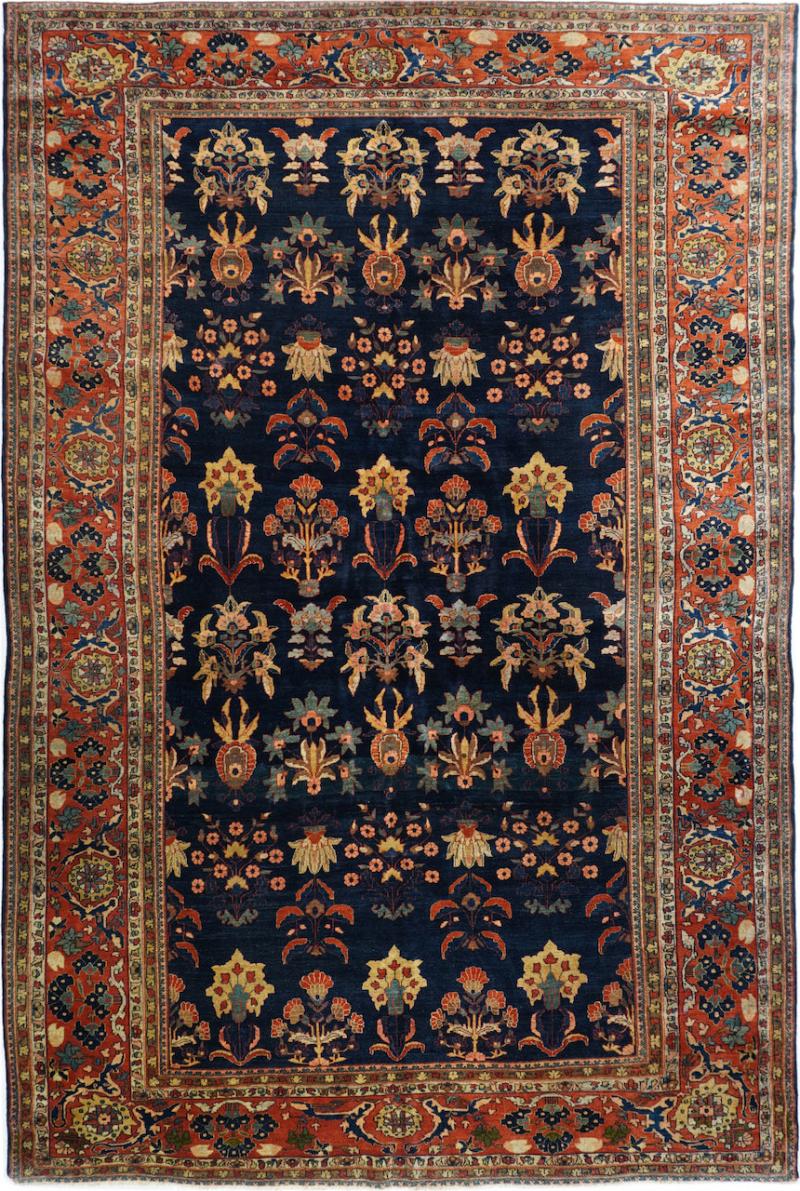 Antique Mohajeran Sarouk Rug 9 5 x 13 5 