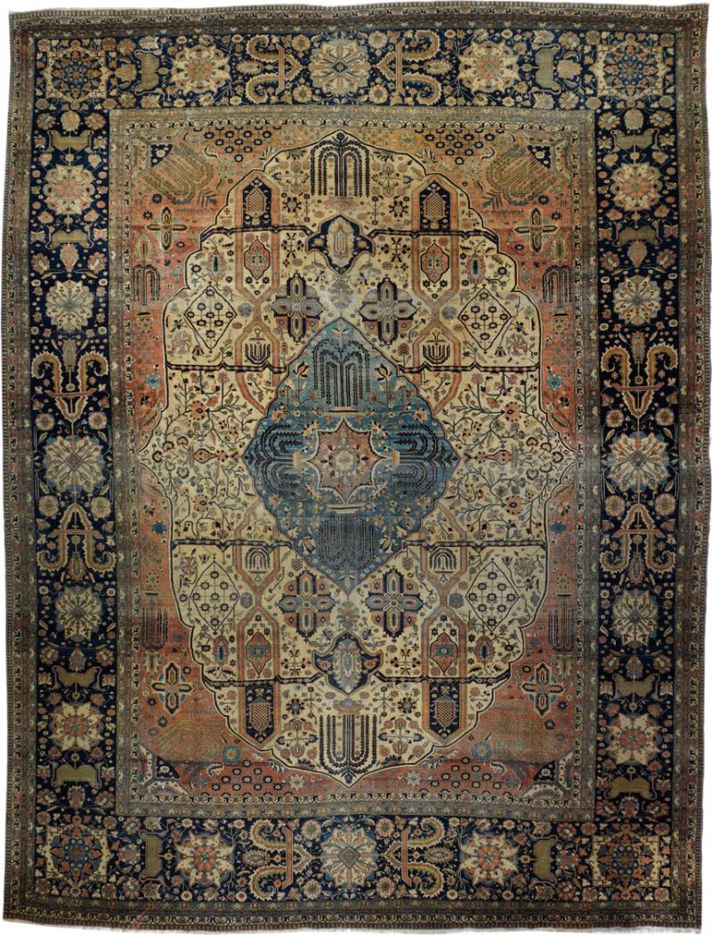 Antique Mohtasham Kashan Rug 10 1 x 13 1 