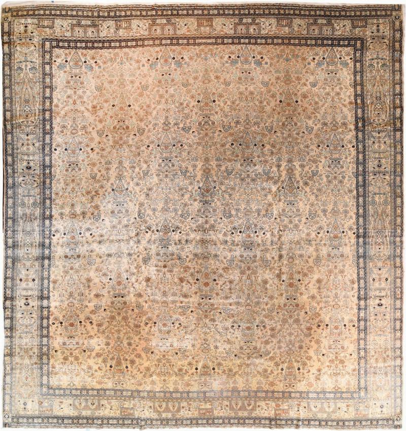 Antique Mohtasham Kashan Rug 13 0 x 14 0 