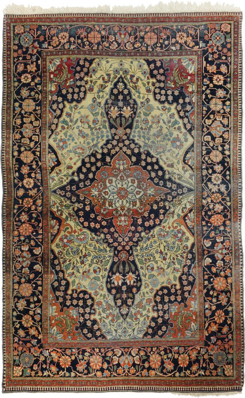 Antique Mohtasham Kashan Rug 4 1 x 6 8 