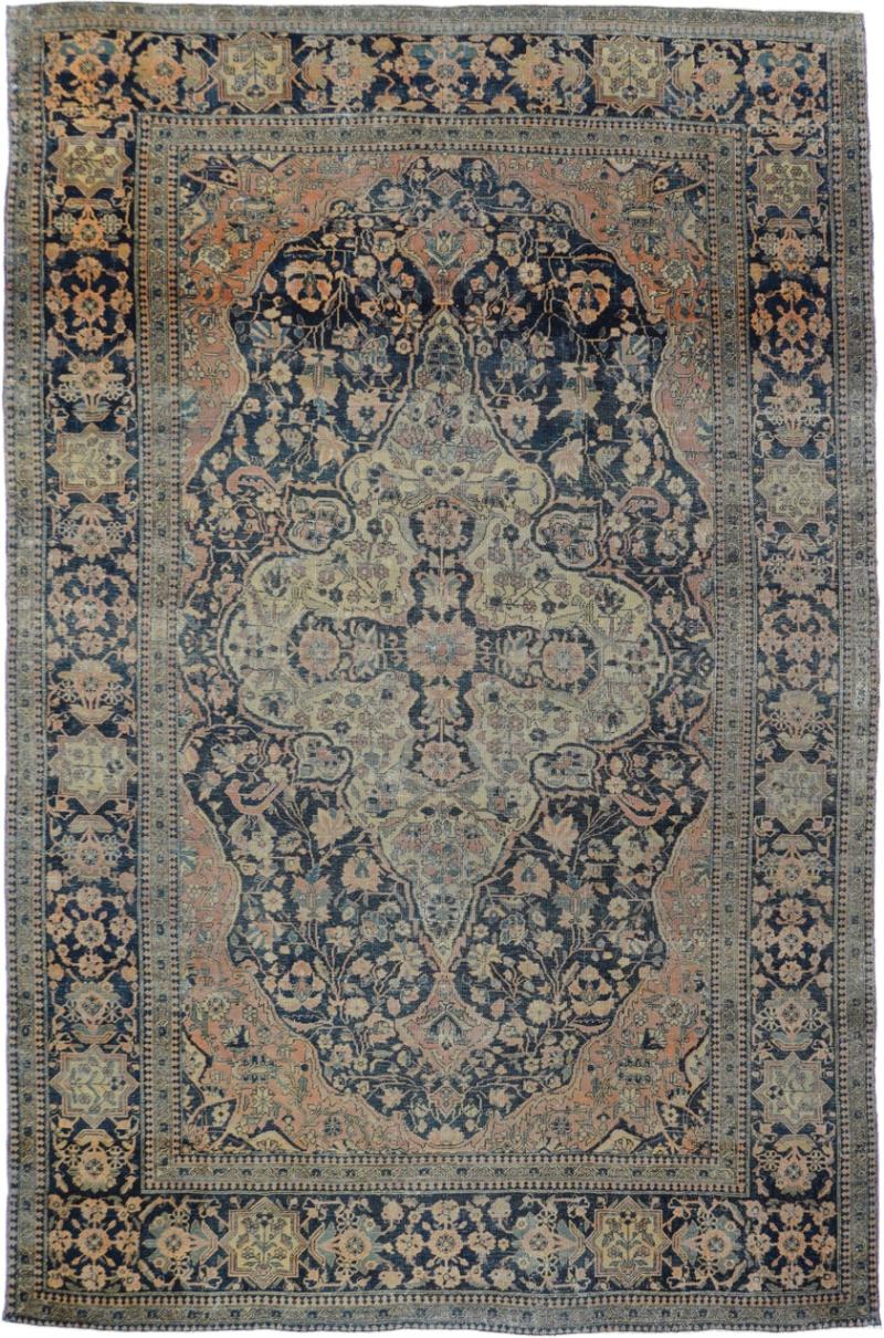 Antique Mohtasham Kashan Rug 4 4 x 6 7 