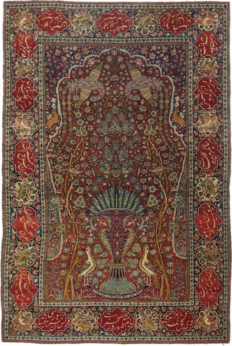 Antique Mohtasham Kashan Rug 4 6 x 6 10 