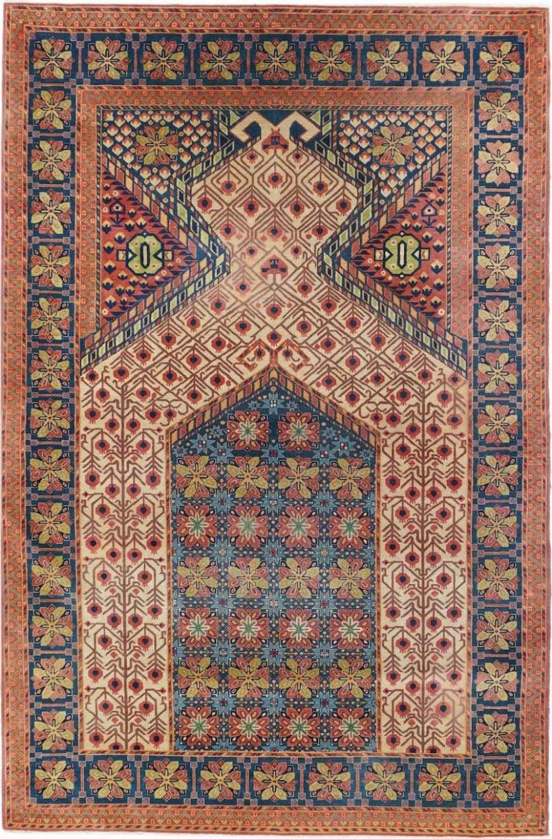 Antique Mohtasham Kashan Rug 4 7 x 7 0 