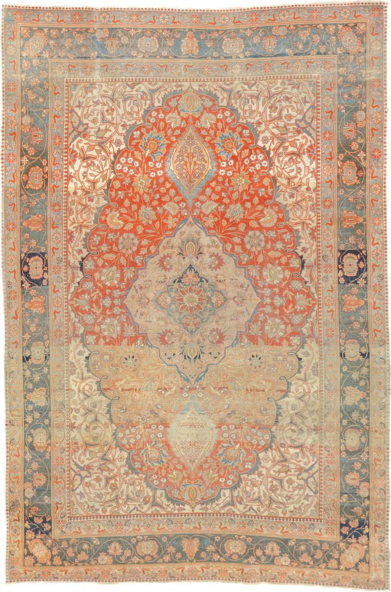 Antique Mohtasham Kashan Rug 44 x 65