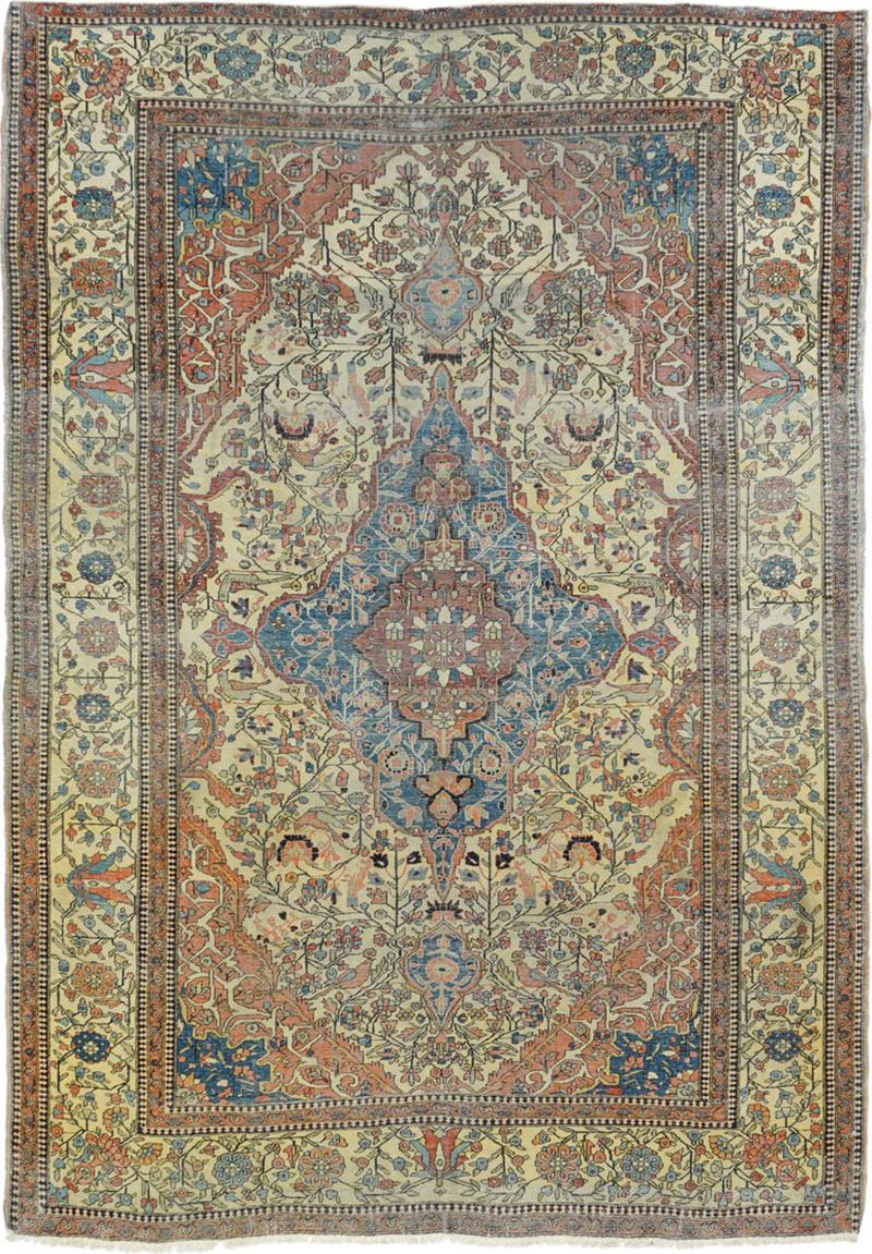 Antique Mohtasham Kashan Rug 46 x 64