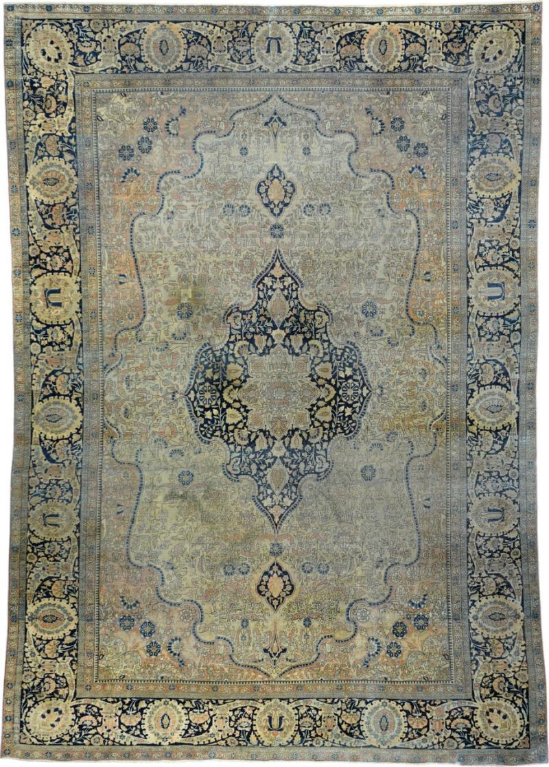 Antique Mohtasham Kashan Rug 6 11 x 10 2 