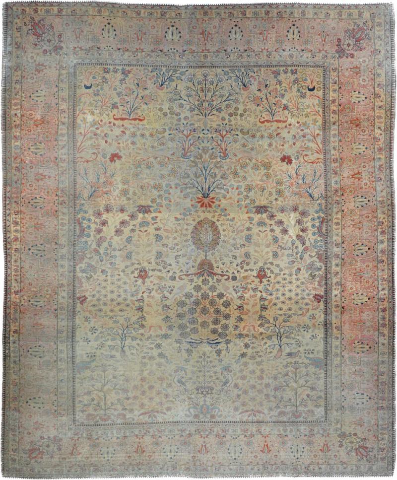 Antique Mohtasham Kashan Rug 7 8 x 9 2 