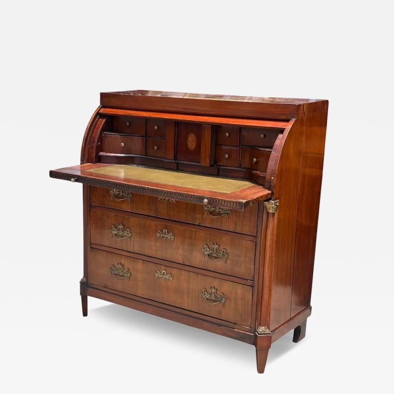 Antique Neoclassical Mahogany Cylinder Roll Top Desk