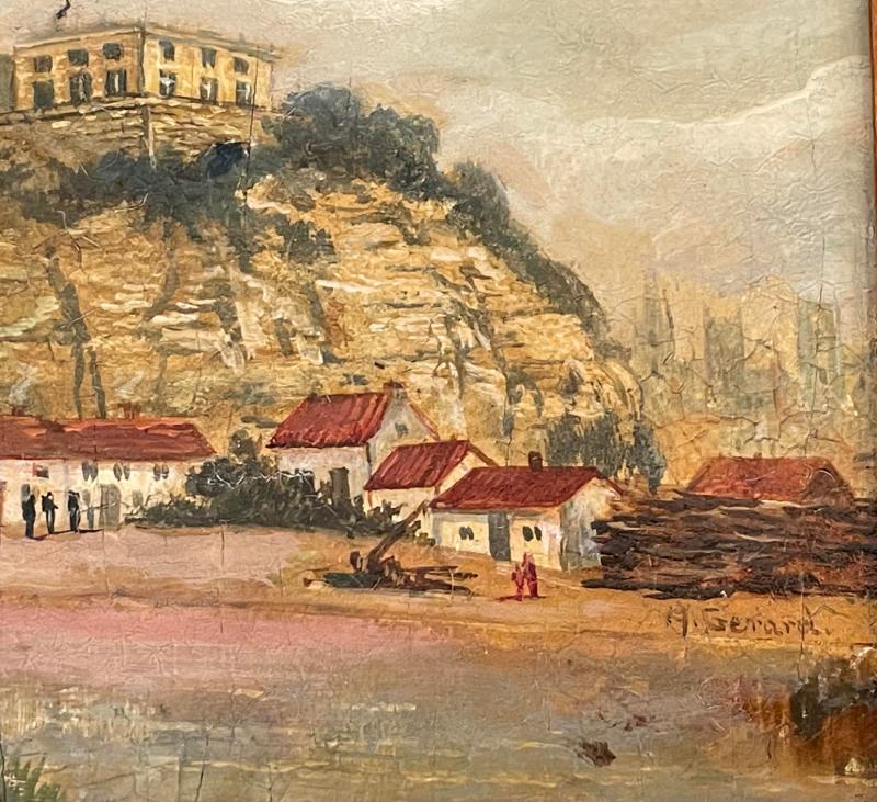 Antique Nottingham Castle Oil Painting C.1840 by A. Gerard