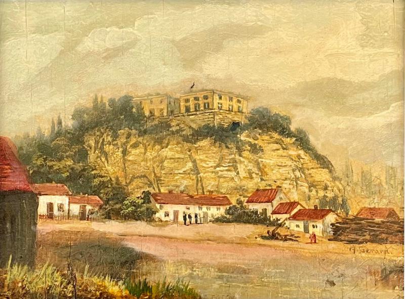 Antique Nottingham Castle Oil Painting C 1840 by A Gerard