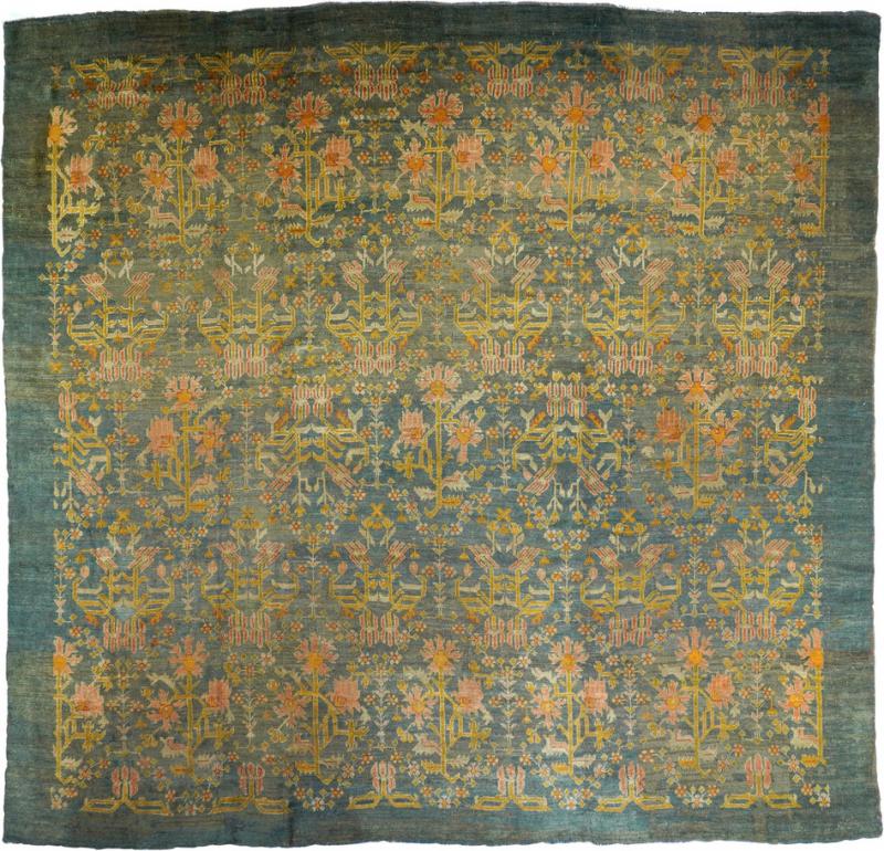 Antique Oushak Turkish Rug 12 8 x 13 4 