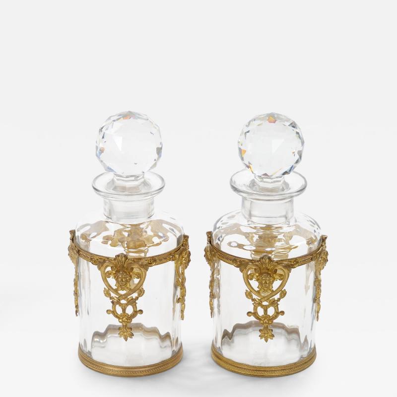 Antique Pair French Gilt Bronze Mounted Baccarat Glass Vanity Perfume Bottle