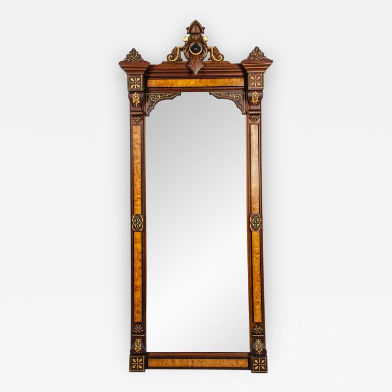 Antique Pair of Victorian Burlwood Walnut Pier Mirrors