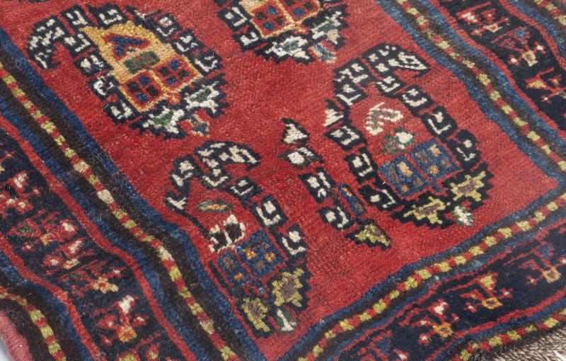 Antique Persian Bakhtiari Blue Red and Yellow Runner Fragment