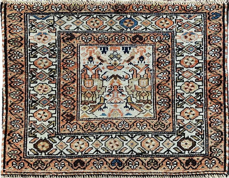 Antique Persian Bakhtiari rare Rug The prince and His bird Guards