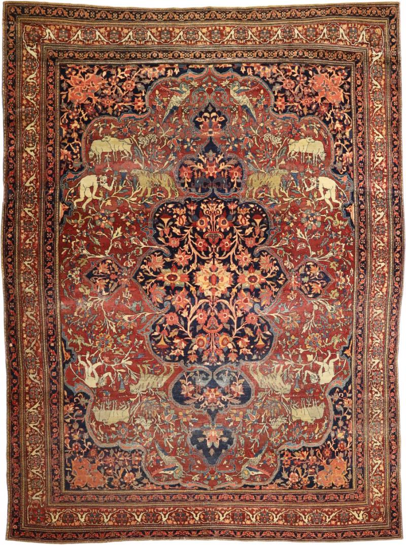 Antique Persian Farahan Sarouk Rug 7 3 x 10 0 