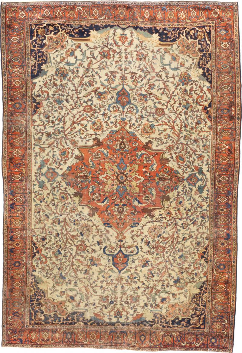 Antique Persian Farahan Sarouk Rug 7 3 x 10 5 