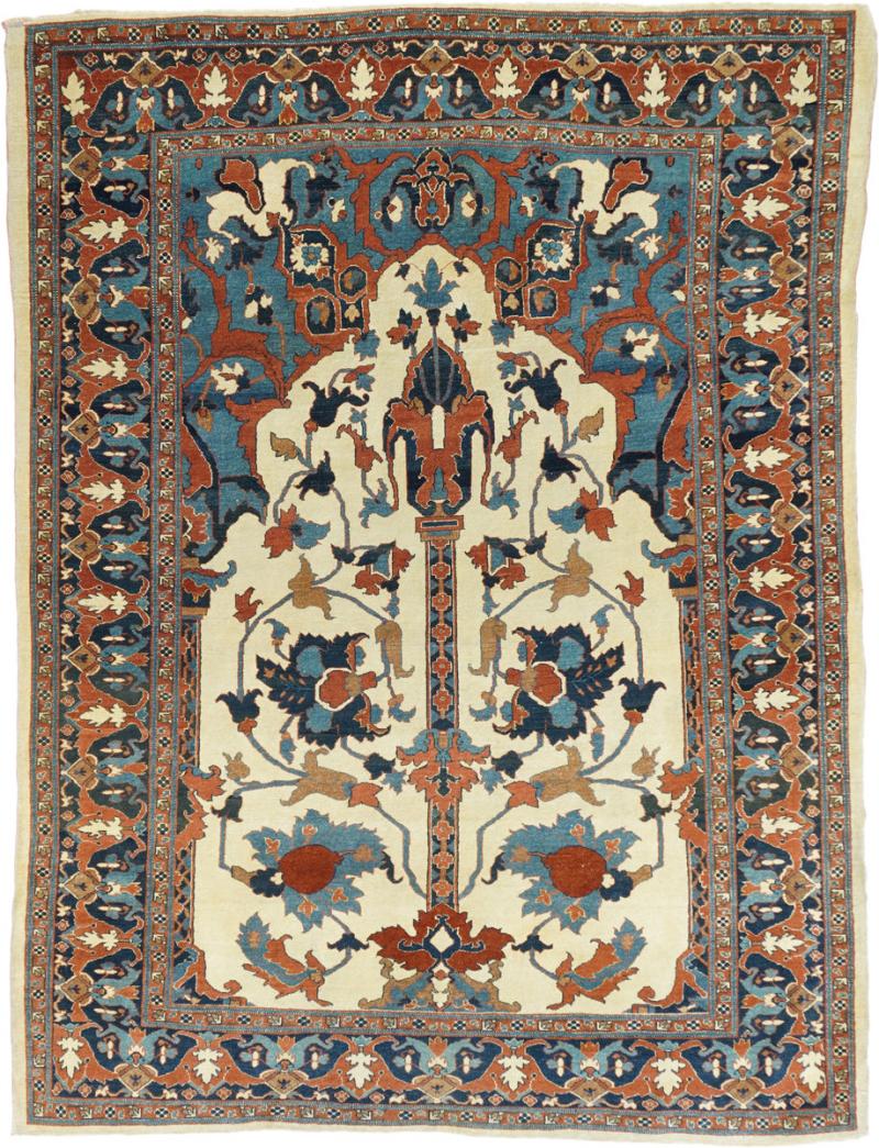 Antique Persian Haji Jalili Tabriz Rug 4 6 x 6 2 