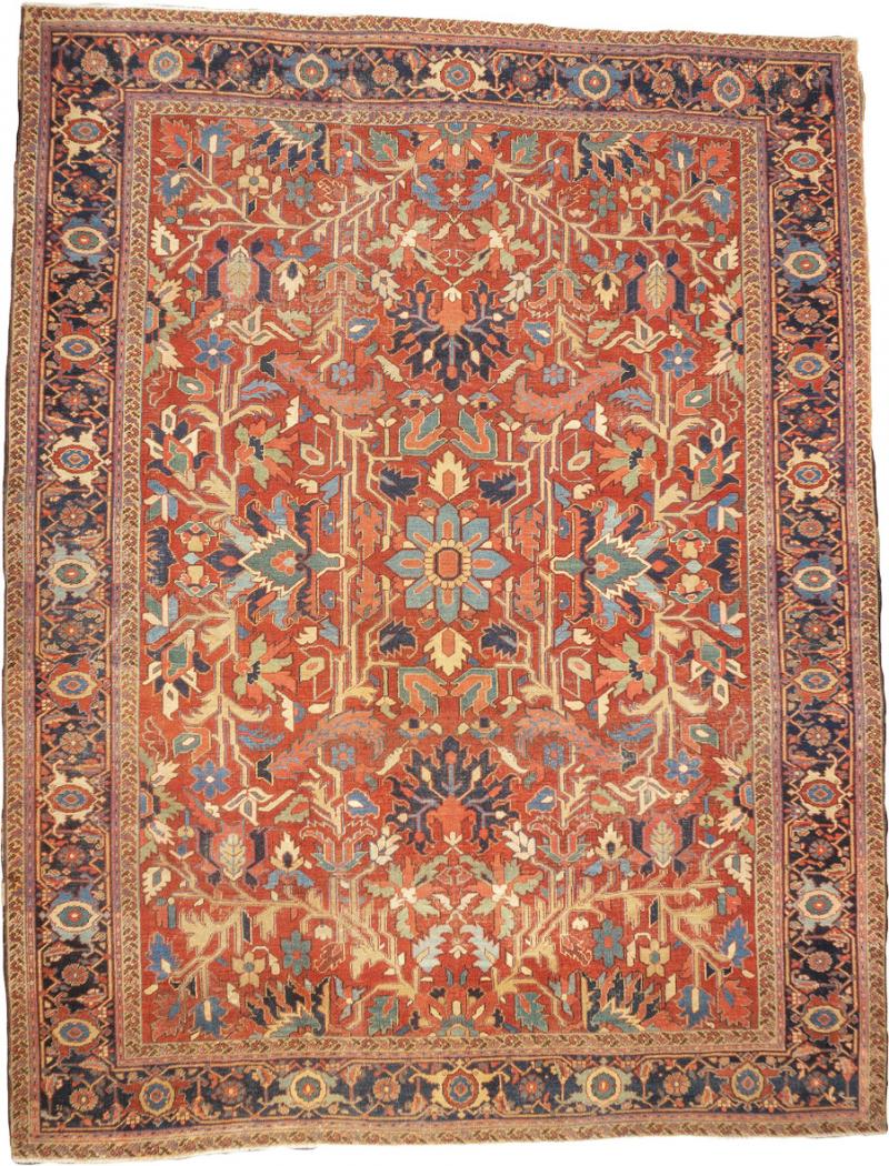 Antique Persian Heriz Rug 9 8 x 12 5 