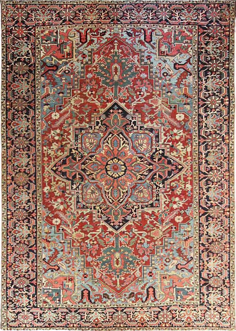 Antique Persian Heriz Serapi Carpet Painting For Floor