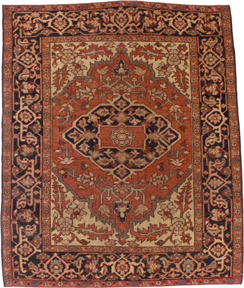 Antique Persian Heriz Serapi Rug 51 x 61 