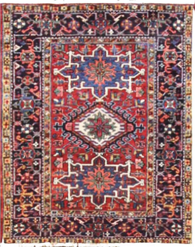 Antique Persian Karaja Heriz Rug Excellent 36 x 46 