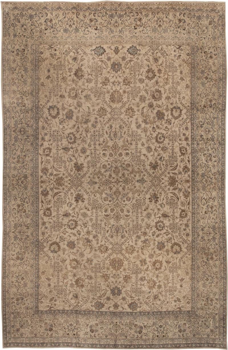 Antique Persian Kashan Botanic Rug