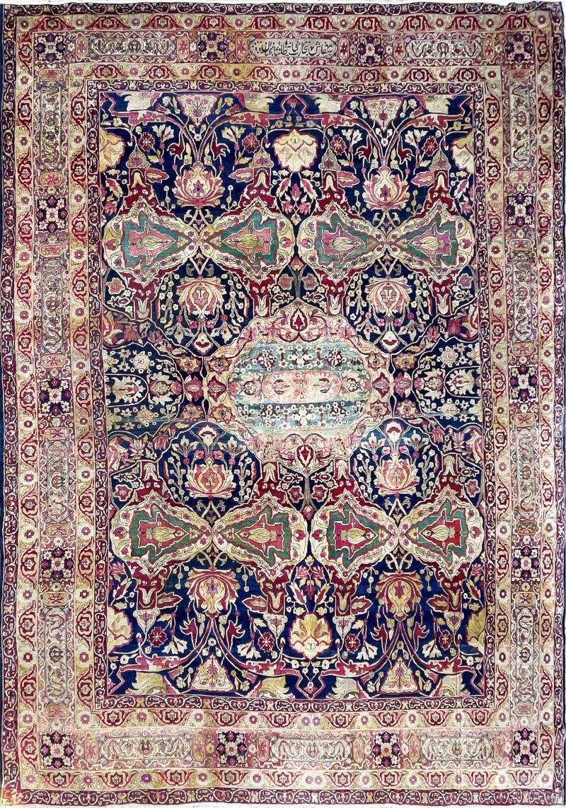 Antique Persian Kermanshah Laver Carpet c 1880s A sign rug