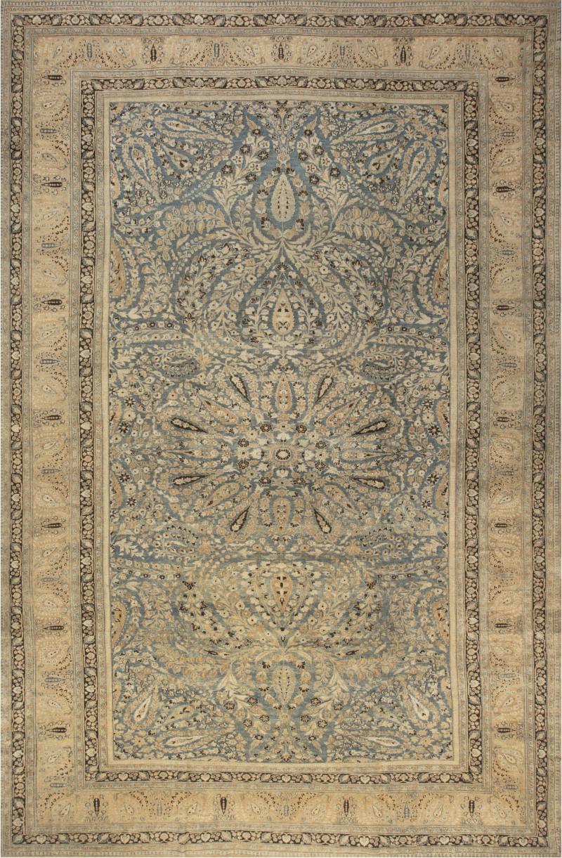 Antique Persian Khorassan Botanic Handmade Wool Rug