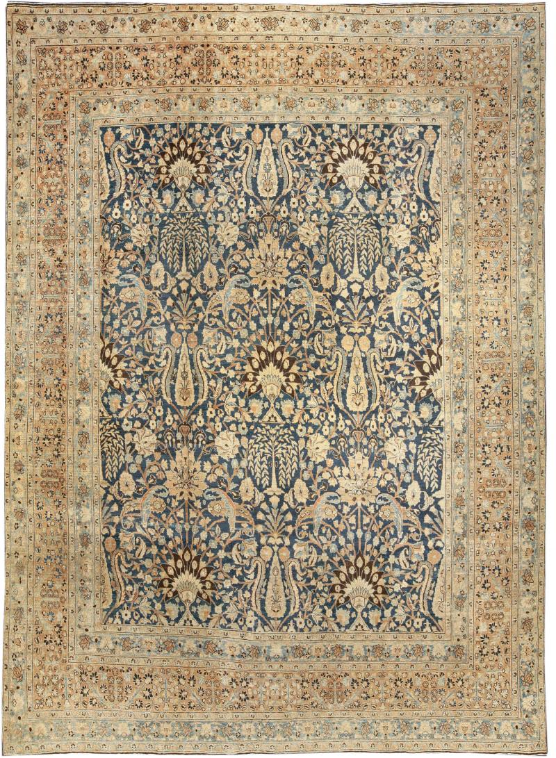 Antique Persian Khorassan Botanic Handmade Wool Rug