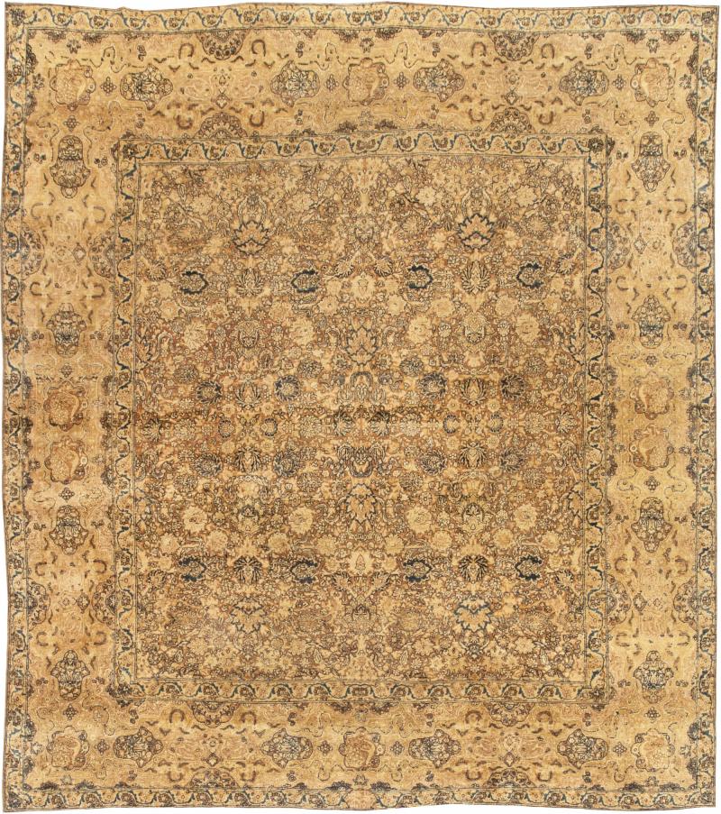 Antique Persian Kirman Botanic Handmade Wool Rug