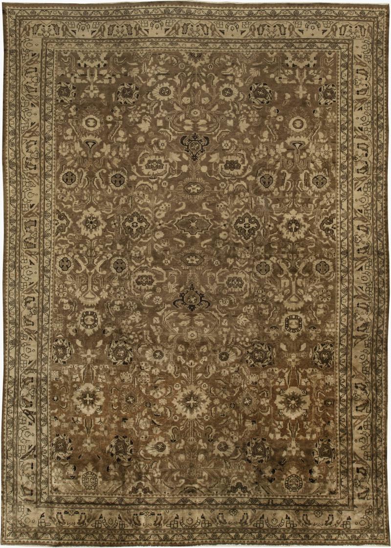 Antique Persian Malayer Brown Handwoven Wool Rug