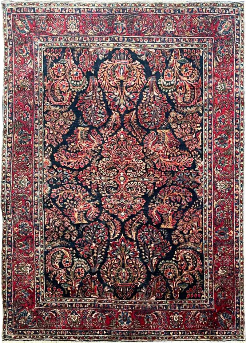 Antique Persian Mohajeran Sarouk Rug c 1920s 6 x 86 