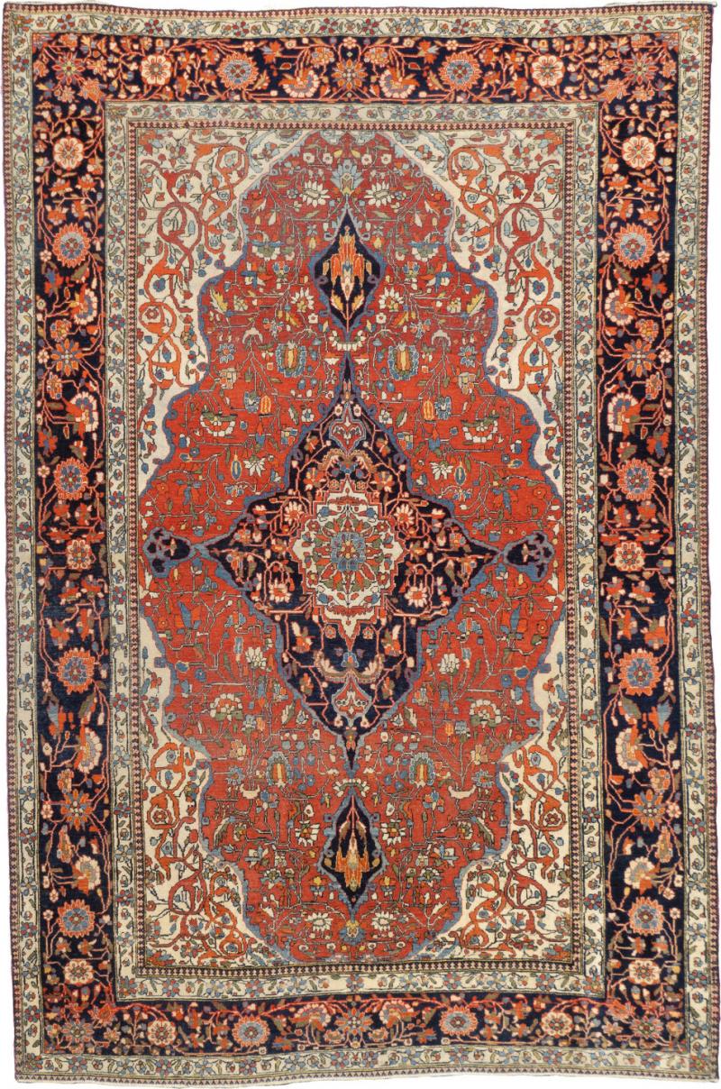 Antique Persian Mohtasham Kashan Rug 4 3 x 6 5 