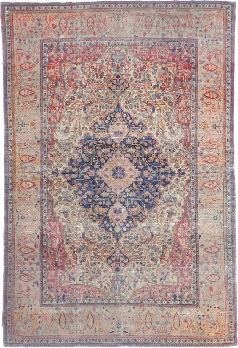 Antique Persian Mohtasham Kashan Rug 42 x 63 