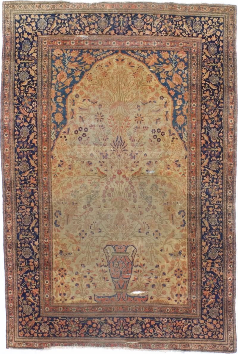 Antique Persian Mohtasham Kashan Rug 44 x 65 