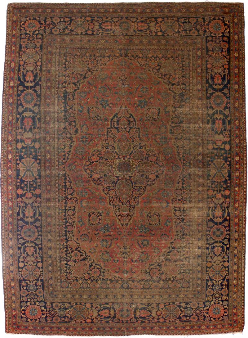 Antique Persian Mohtasham Kashan Rug 7 6 x 10 3 