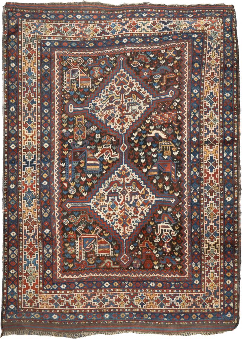 Antique Persian Qashqai Rug 4 7 x 6 5 