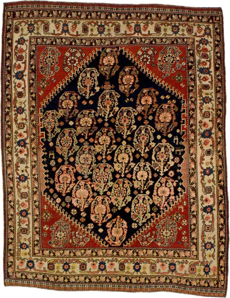 Antique Persian Qashqai Rug 4 8 x 6 0 