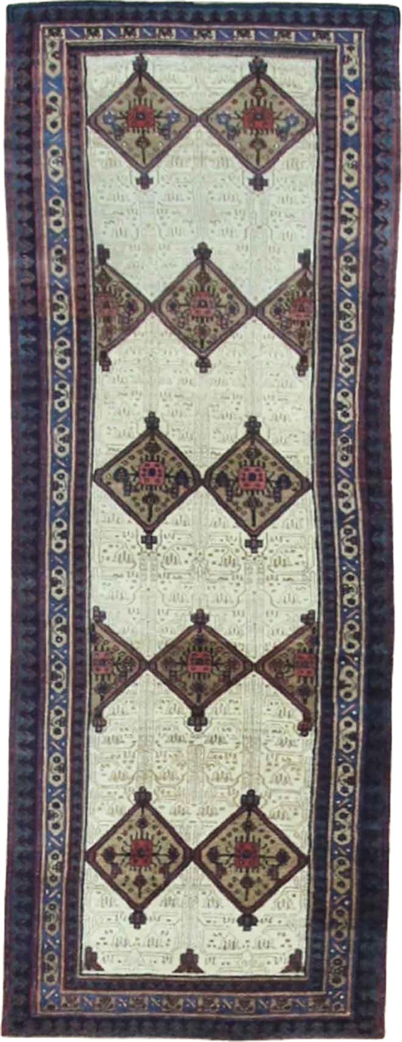 Antique Persian Serab Serapi Gallery Size Rug Camel Color 46 x 104 c 1880