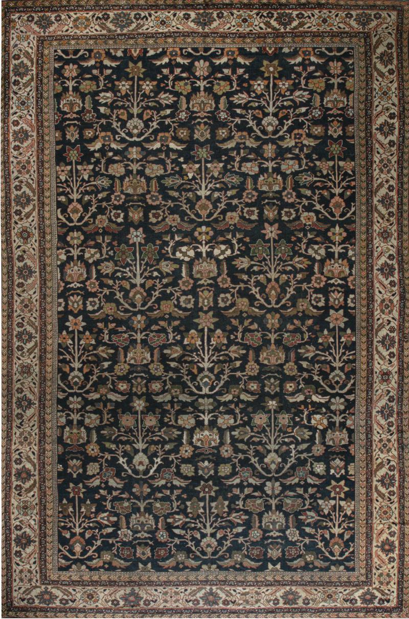 Antique Persian Sultanabad Botanic Handmade Wool Rug